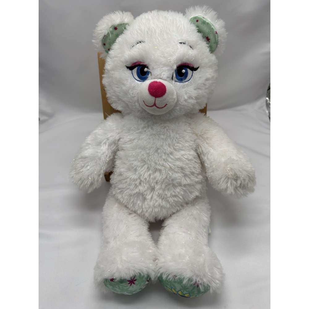 Build A Bear Workshop BABW Disney Frozen Elsa White Sparkly Plush Teddy Bear 17"